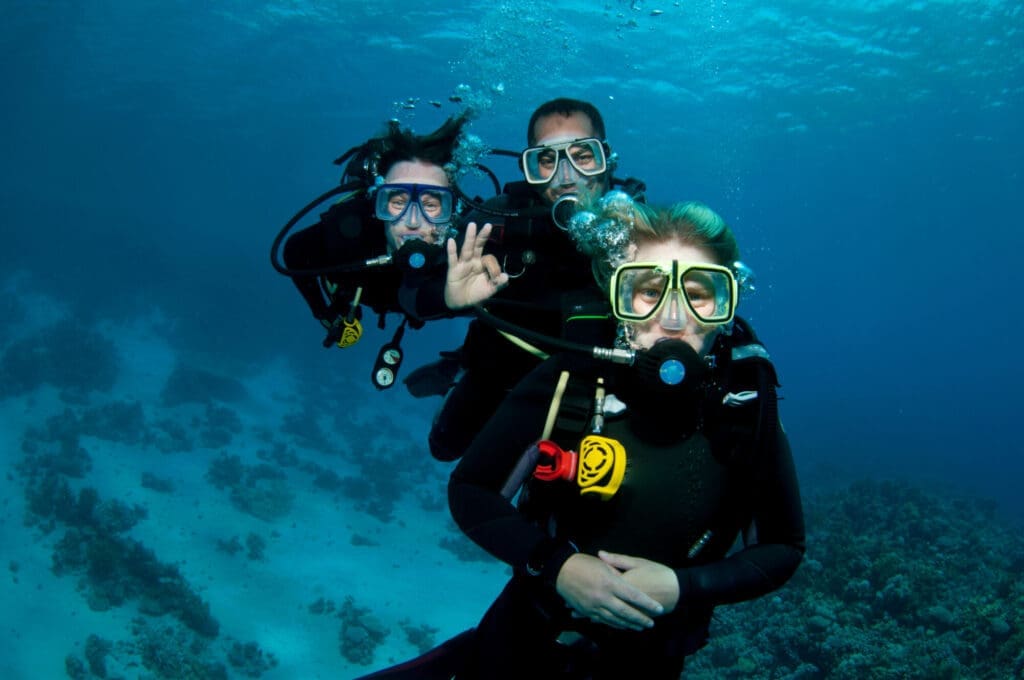 Three scuba divers — Diving