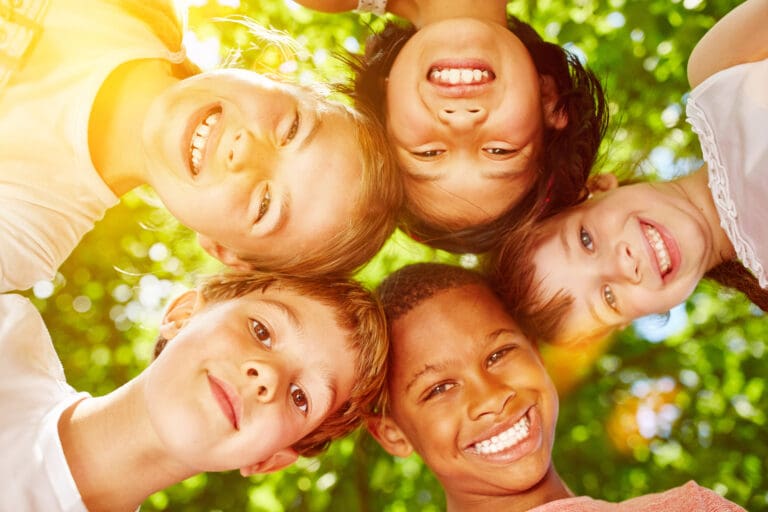 Multicultural group of children laughing – Le Village des Lavandes, Montbrun-les-Bains
