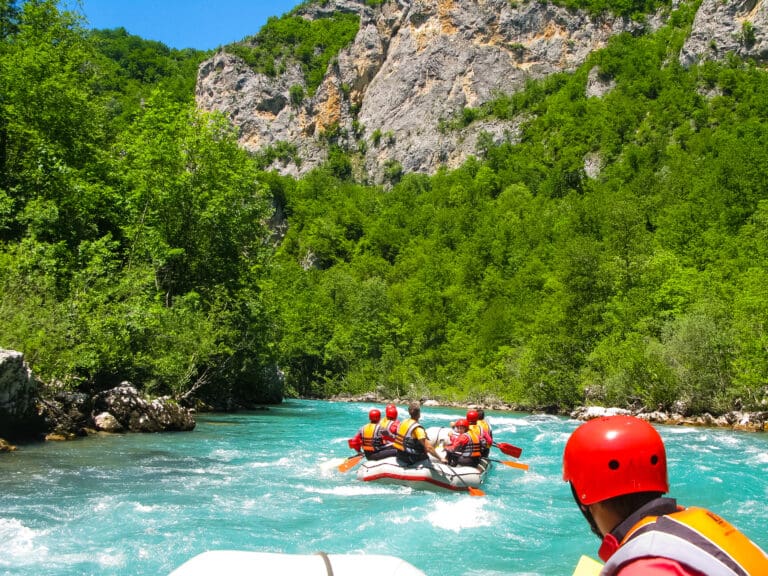 Raft on a fast mountain river – Rafting